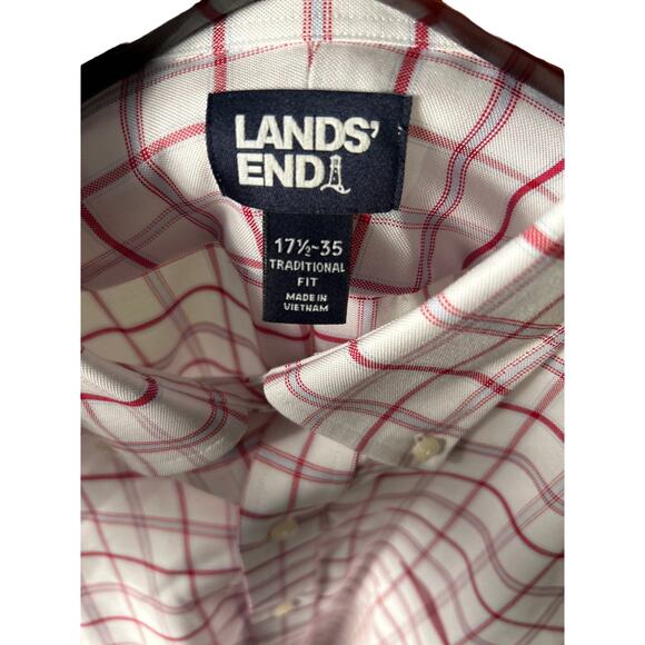 Lands End Men’s  XL Long Sleeve Button Down Shirt Traditional Fit 17 1/2-35 - Picture 3 of 7